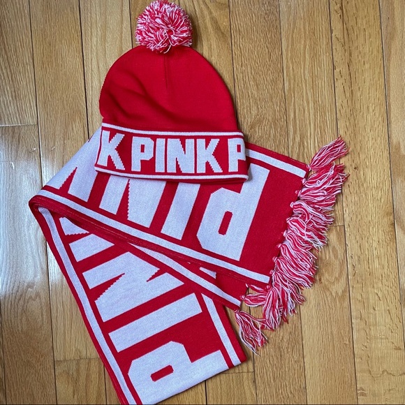 NWOT Pink Victoria’s Secret Scarf/ Hat Set main image 4